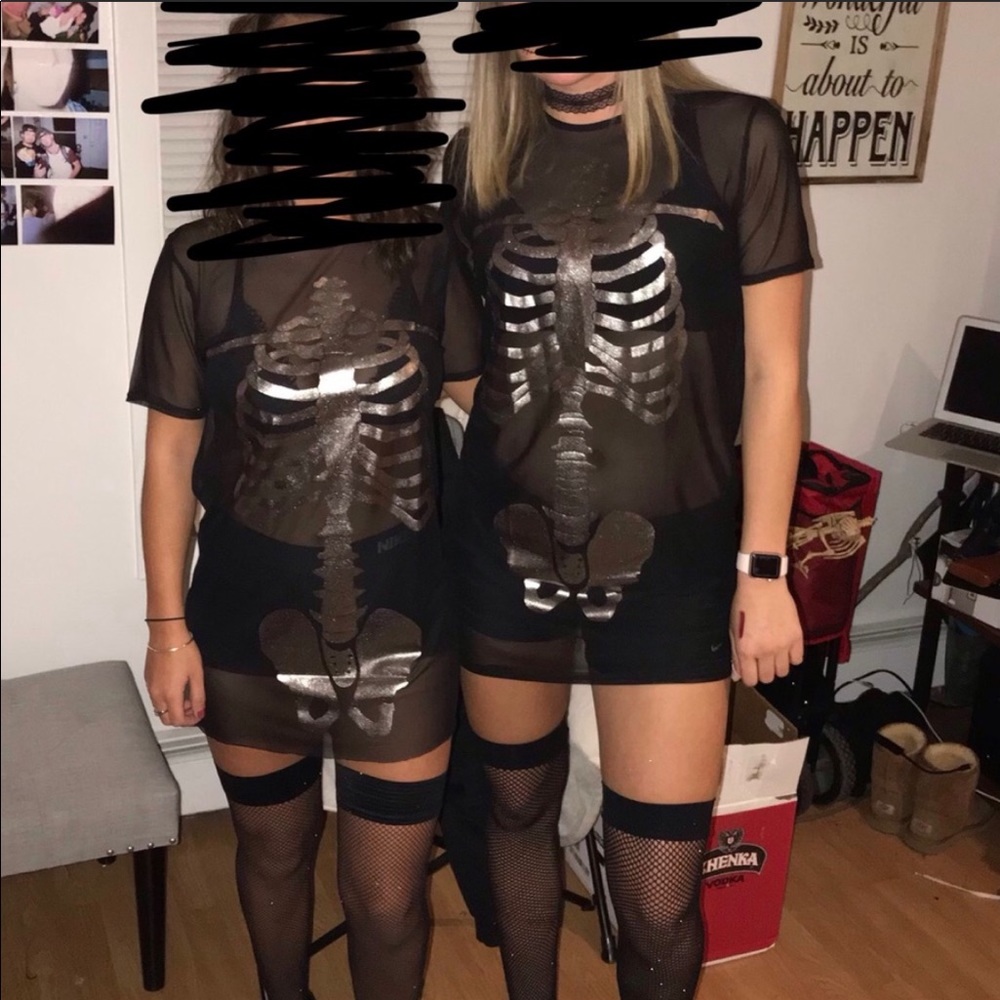 Black see through skeleton dress for Halloween